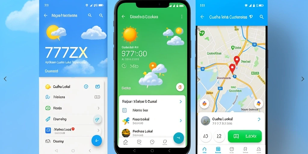 Tampilan antarmuka aplikasi Cuaca Lokal 777ZX yang informatif.