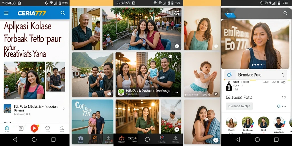 Antarmuka pengguna CERIA777 yang menarik untuk kolase foto kreatif.