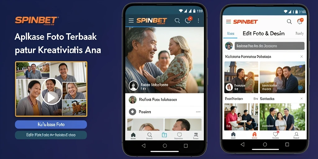 Tampilan antarmuka aplikasi SPINBET untuk kolase foto yang menawan.
