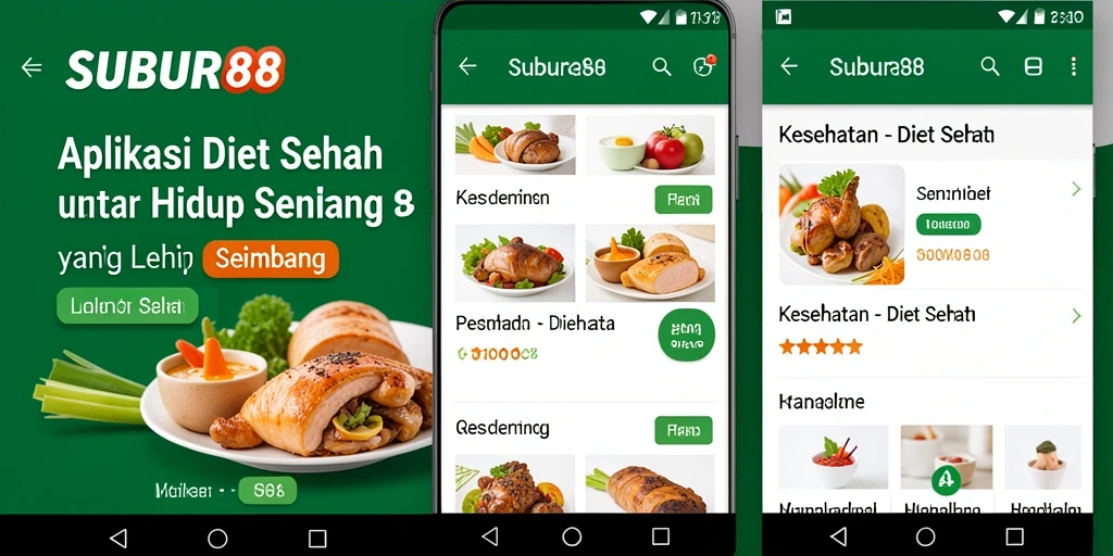 Antarmuka aplikasi SUBUR88 untuk Diet Sehat yang intuitif.