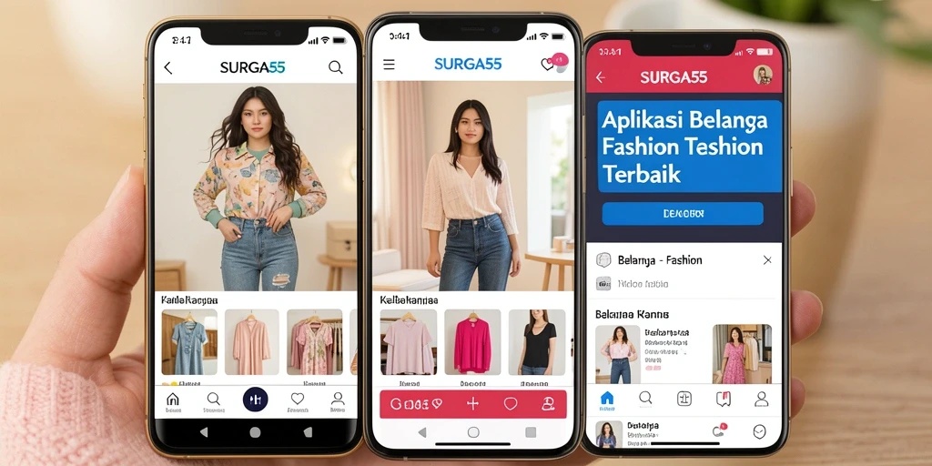 Tampilan antarmuka SURGA55 yang menarik dan mudah digunakan untuk belanja fashion.
