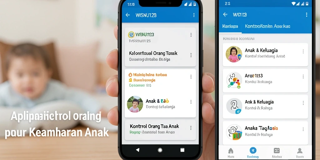 Tampilan antarmuka aplikasi WISNU123 untuk kontrol orang tua anak.